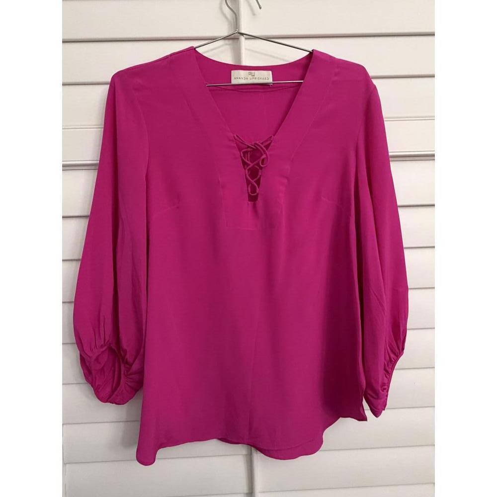 Amanda Uprichard fuchsia pink blouse size Large